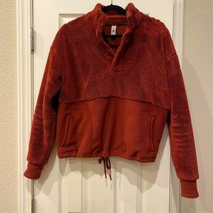 Fleece cropped drawstring sweatshirt